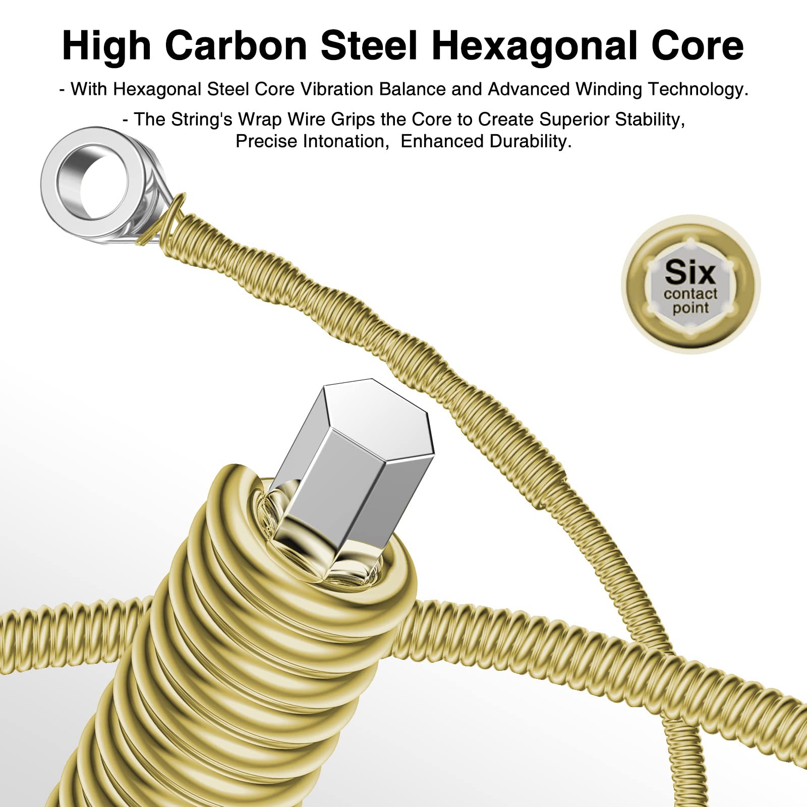 POGOLAB Guitar Strings, Acoustic Guitar Strings, 6 Strings Set, Hexagonal Carbon Core 75/25 Bronze, Light, 10-47, 10 Packs